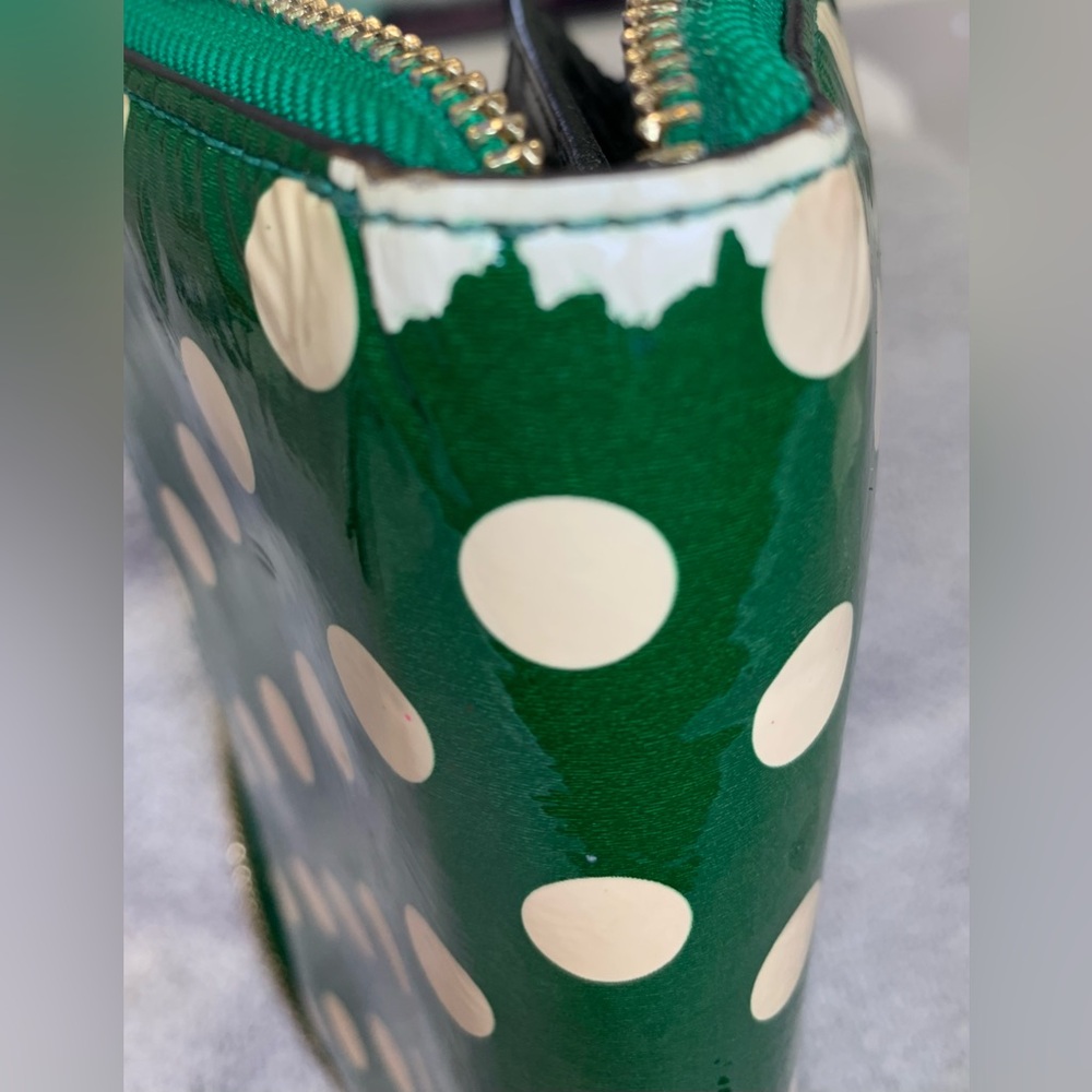 Kate Spade Lacey Zip Green and Cream Polka Dot Wallet - Picture 7 of 13